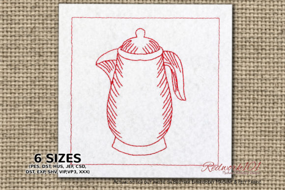 Antique Water Kettle Embroidery