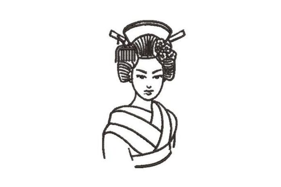 Japanese Geisha Embroidery Design