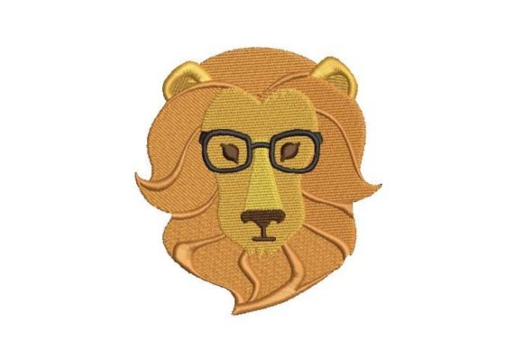 Lion Hipster Embroidery Design