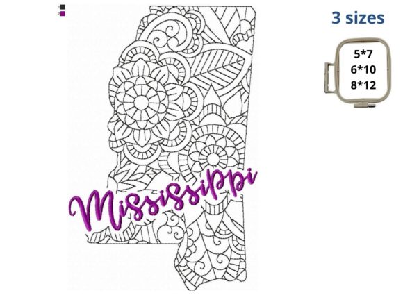 Mississippi State Embroidery Design