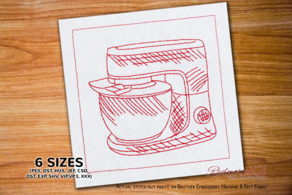 Stand Mixer Embroidery Design