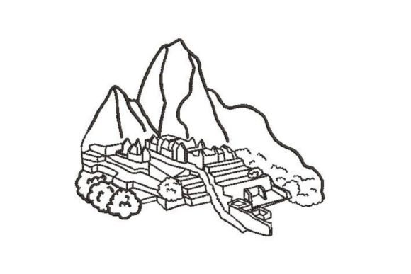 World Landmark Coloring Design Machu Picchu
